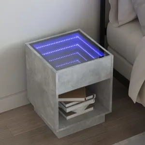 vidaXL Table de chevet avec LED infini gris béton 40x40x50 cm pas cher