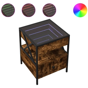 vidaXL Table de chevet avec LED infini chêne fumé 40x40x51 cm pas cher