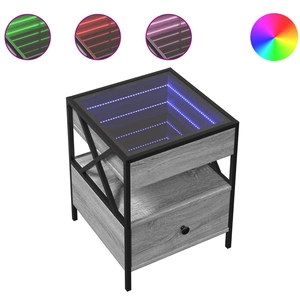 vidaXL Table de chevet avec LED infini sonoma gris 40x40x51 cm pas cher