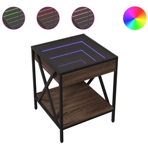 vidaXL Table de chevet avec LED infini chêne marron 40x40x49 cm pas cher