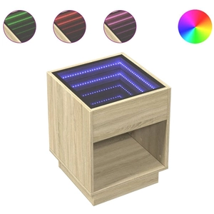 vidaXL Table de chevet avec LED infini chêne sonoma 40x40x50 cm pas cher