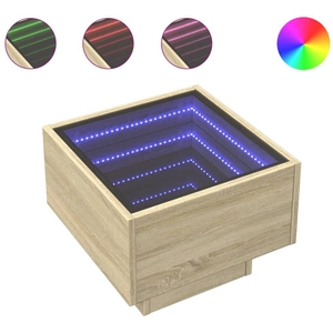 vidaXL Table de chevet avec LED infini chêne sonoma 40x40x30 cm pas cher