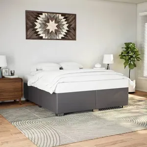vidaXL Cadre de lit Gris 200x200 cm Similicuir pas cher
