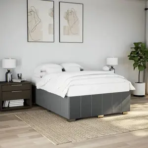 Cadre de lit sans matelas gris foncé 140x200 cm tissu Vidaxl Gris foncé pas cher