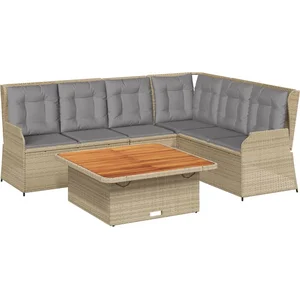 vidaXL Salon de jardin avec coussins 5 pcs beige résine tressée pas cher