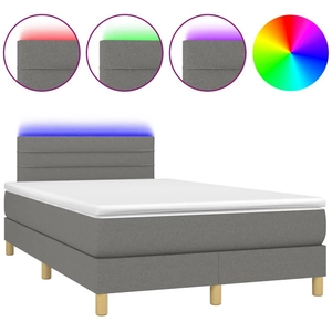 vidaXL Sommier à lattes de lit matelas LED gris foncé 120x190 cm tissu pas cher