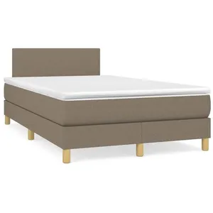vidaXL Sommier à lattes de lit matelas et LED taupe 120x190 cm tissu pas cher