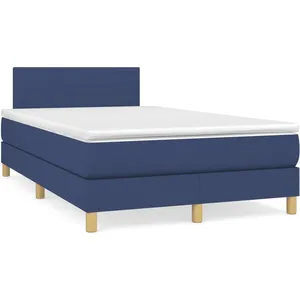 vidaXL Sommier à lattes de lit matelas et LED bleu 120x190 cm tissu pas cher