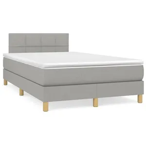 vidaXL Sommier à lattes de lit matelas LED gris clair 120x190 cm tissu pas cher