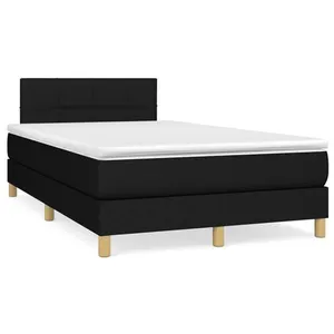 vidaXL Sommier à lattes de lit matelas et LED noir 120x190 cm tissu pas cher