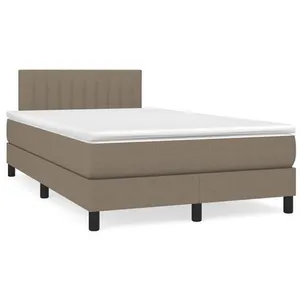 vidaXL Sommier à lattes de lit matelas et LED taupe 120x190 cm tissu pas cher