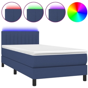 vidaXL Sommier à lattes de lit matelas et LED bleu 120x190 cm tissu pas cher