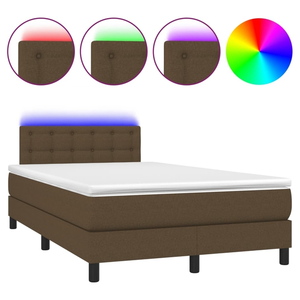 vidaXL Sommier à lattes de lit matelas et LED marron foncé 120x190 cm pas cher