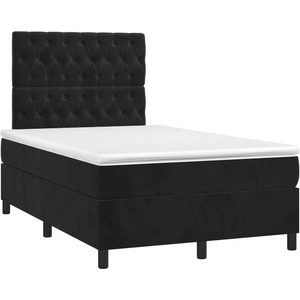 vidaXL Sommier à lattes de lit avec matelas noir 120x190 cm velours pas cher