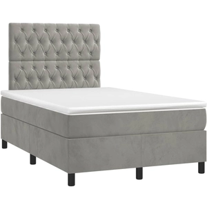 vidaXL Sommier à lattes de lit et matelas gris clair 120x190cm velours pas cher