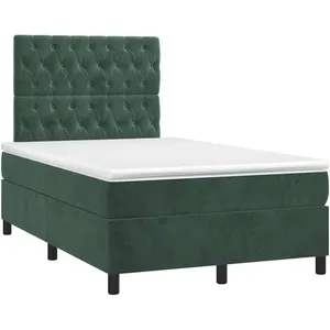 vidaXL Sommier à lattes de lit avec matelas vert foncé 120x190 cm pas cher