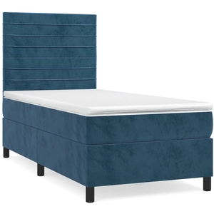 vidaXL Sommier à lattes de lit et matelas bleu foncé 120x190cm velours pas cher