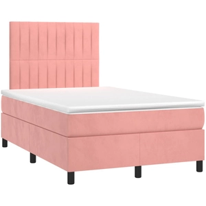 vidaXL Sommier à lattes de lit avec matelas rose 120x190 cm velours pas cher