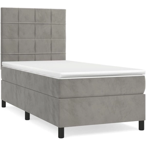 vidaXL Sommier à lattes de lit et matelas gris clair 120x190cm velours pas cher