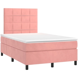 vidaXL Sommier à lattes de lit avec matelas rose 120x190 cm velours pas cher