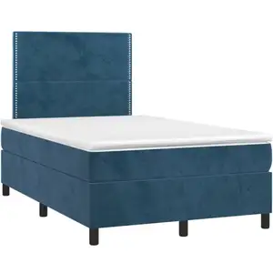 vidaXL Sommier à lattes de lit et matelas bleu foncé 120x190cm velours pas cher