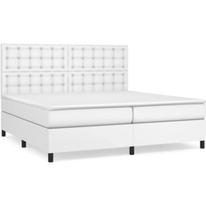 vidaXL Sommier à lattes de lit avec matelas blanc 120x190cm similicuir pas cher