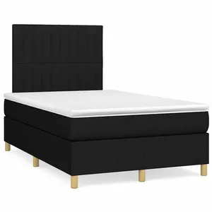vidaXL Sommier à lattes de lit avec matelas noir 120x190 cm tissu pas cher