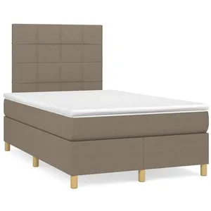 vidaXL Sommier à lattes de lit avec matelas taupe 120x190 cm tissu pas cher