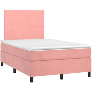 vidaXL Sommier à lattes de lit avec matelas rose 120x190 cm velours pas cher