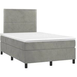 vidaXL Sommier à lattes de lit et matelas gris clair 120x190cm velours pas cher