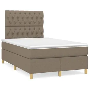 vidaXL Sommier à lattes de lit avec matelas taupe 120x190 cm tissu pas cher