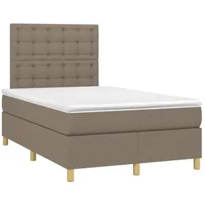 vidaXL Sommier à lattes de lit avec matelas taupe 120x190 cm tissu pas cher