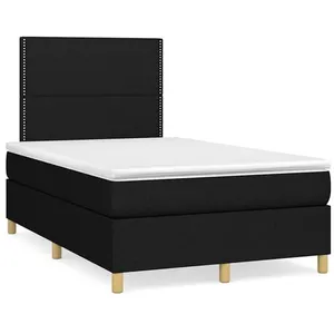 vidaXL Sommier à lattes de lit avec matelas noir 120x190 cm tissu pas cher