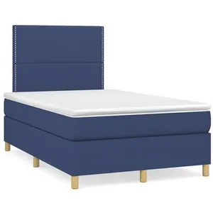 vidaXL Sommier à lattes de lit avec matelas bleu 120x190 cm tissu pas cher