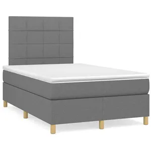 vidaXL Sommier à lattes de lit avec matelas gris foncé 120x190cm tissu pas cher