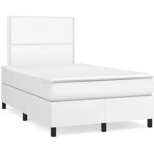 vidaXL Sommier à lattes de lit avec matelas blanc 120x190cm similicuir pas cher