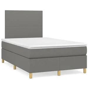 vidaXL Sommier à lattes de lit avec matelas gris foncé 120x190cm tissu pas cher