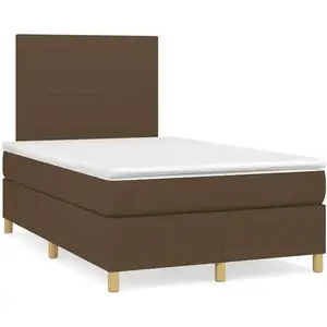 vidaXL Sommier à lattes de lit et matelas marron foncé 120x190cm tissu pas cher
