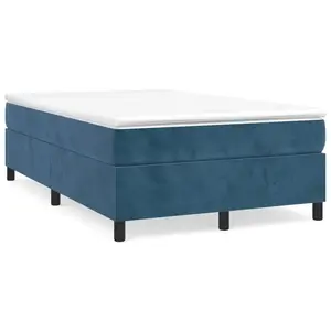 vidaXL Sommier à lattes de lit et matelas bleu foncé 120x190cm velours pas cher