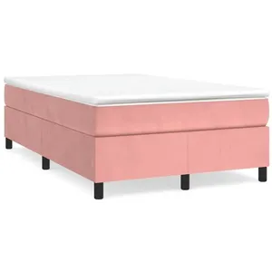 vidaXL Sommier à lattes de lit avec matelas rose 120x190 cm velours pas cher