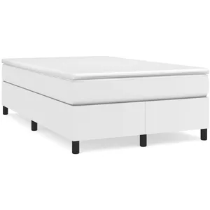 vidaXL Sommier à lattes de lit avec matelas blanc 120x190cm similicuir pas cher
