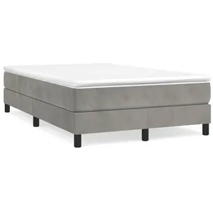 vidaXL Sommier à lattes de lit et matelas gris clair 120x190cm velours pas cher