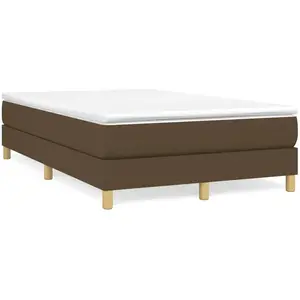 vidaXL Sommier à lattes de lit et matelas marron foncé 120x190cm tissu pas cher