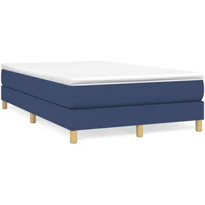 vidaXL Sommier à lattes de lit avec matelas bleu 120x190 cm tissu pas cher