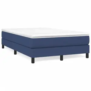 vidaXL Sommier à lattes de lit avec matelas bleu 120x190 cm tissu pas cher