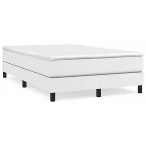 vidaXL Sommier à lattes de lit avec matelas blanc 120x190cm similicuir pas cher