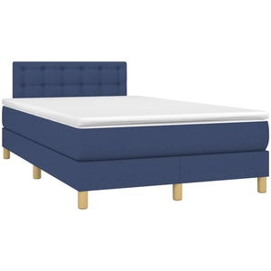 vidaXL Sommier à lattes de lit avec matelas bleu 120x190 cm tissu pas cher