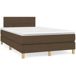 vidaXL Sommier à lattes de lit et matelas marron foncé 120x190cm tissu pas cher