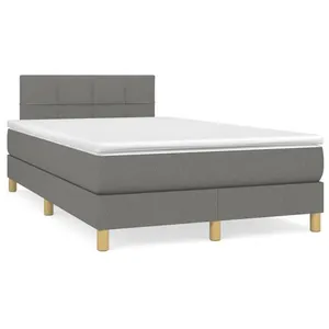 vidaXL Sommier à lattes de lit avec matelas gris foncé 120x190cm tissu pas cher