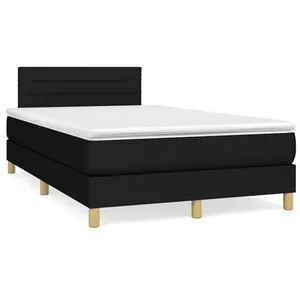 vidaXL Sommier à lattes de lit avec matelas noir 120x190 cm tissu pas cher